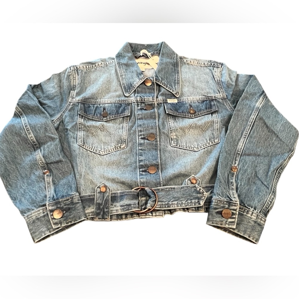 Wrangler Denim Moto Jacket Size XL Cropped Jean Jacket Womens NWT